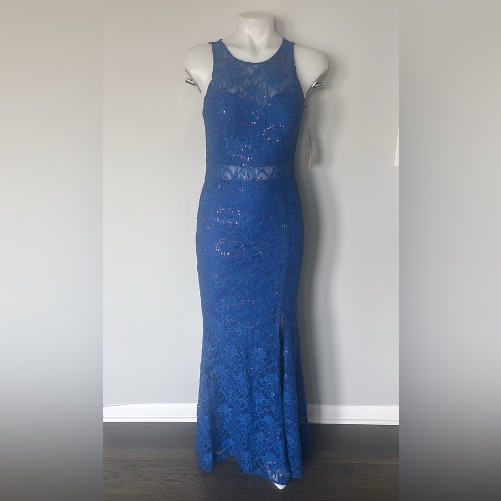 Elegant Blue Lace Dress